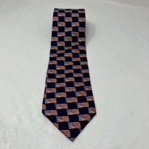 American Legion Tie Silk Necktie Flag Red White Blue USA Patriotic 4th Of July